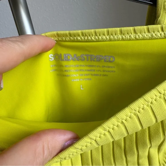 NWT Solid & Striped Elle Ribbed Bikini Top & Bottom Chartreuse Set of 2 pcs - Picture 10 of 11